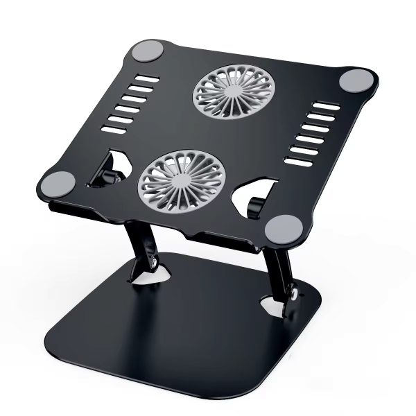 Metallic laptop stand with fan